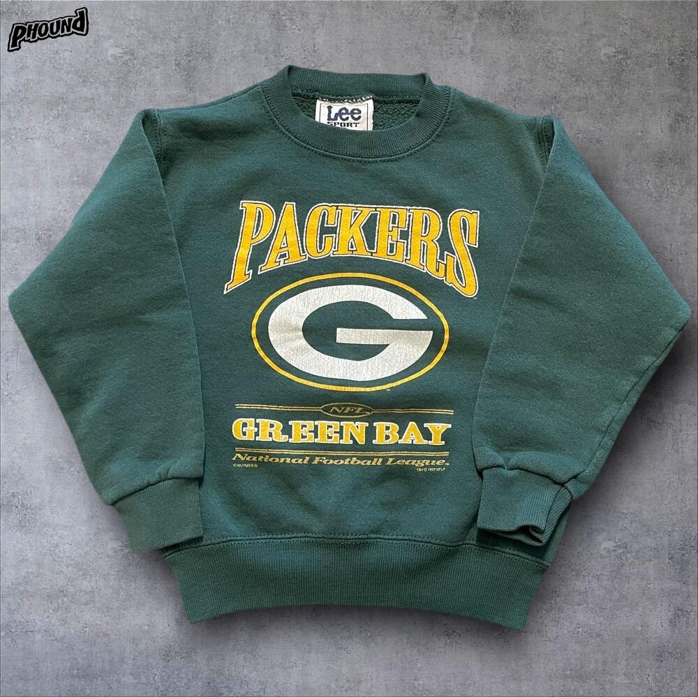 Vintage Green Bay Packers Sweatshirt Youth Large Green NFL Football Lee Sport